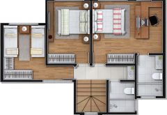 Casa Condomínio Fechado Horizontal - Planta Baixa Casa-C13R-00-SUPERIOR